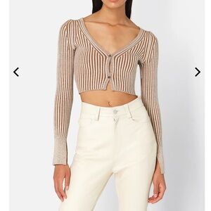 John Elliott Brown and Cream Striped Cardigan